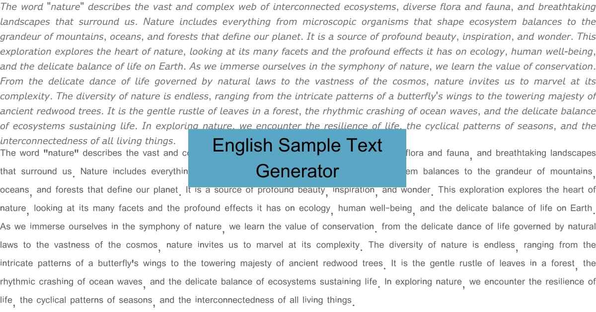 English Sample Text Generator