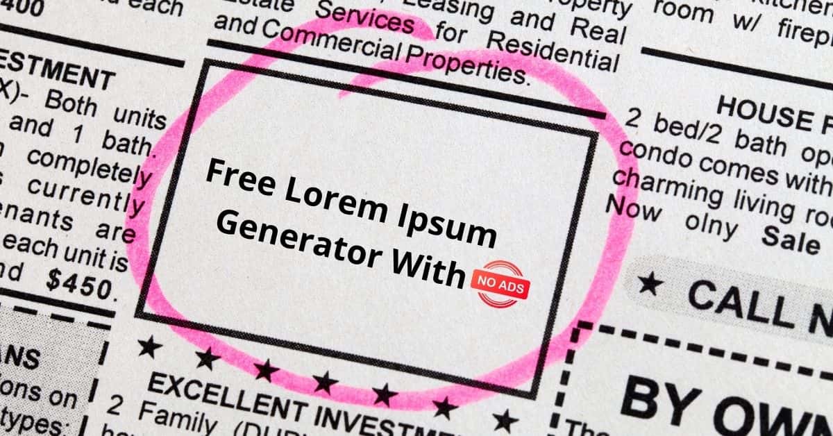 Free Lorem Ipsum Generator with No Ads