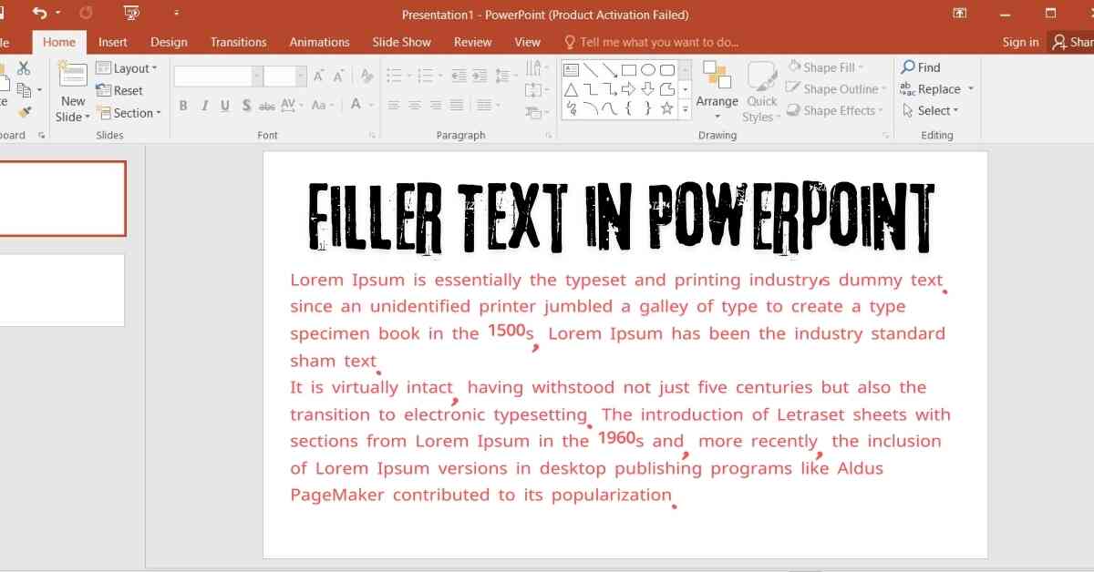 Filler Text in PowerPoint