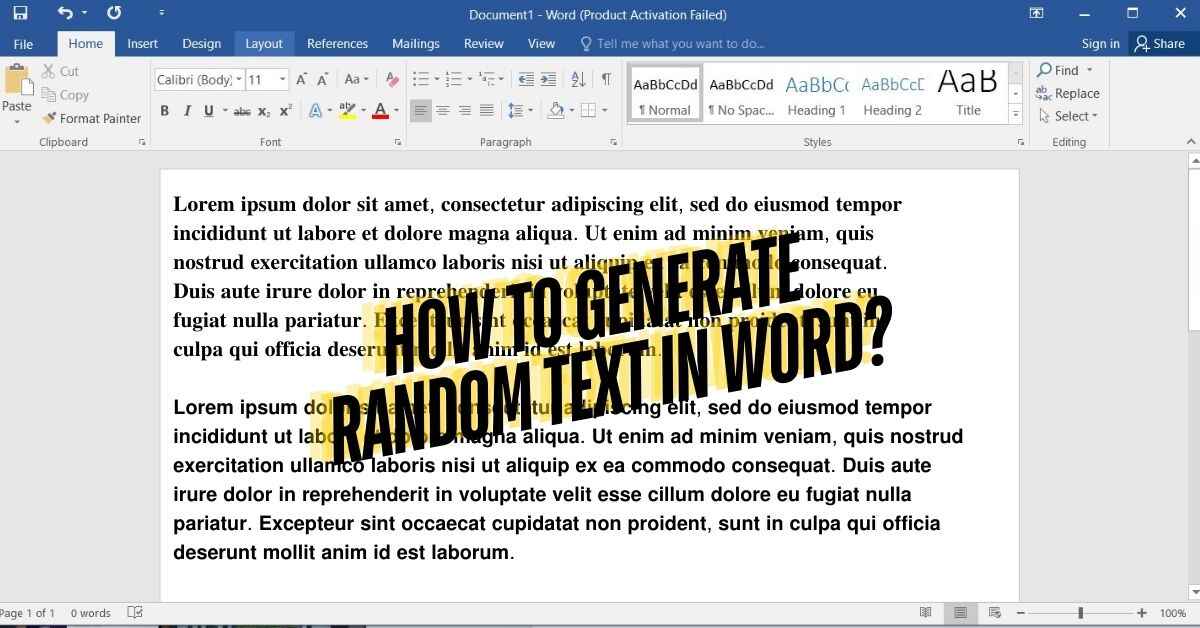 How to Generate Random Text in Word?