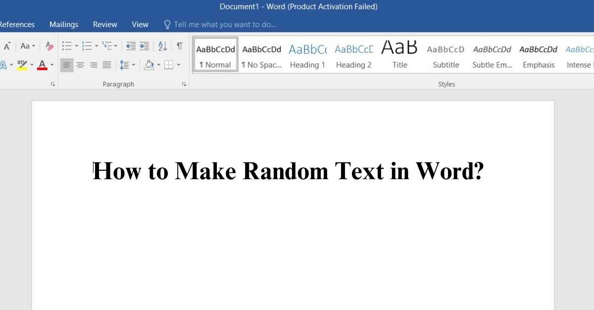 How to Make Random Text in Word