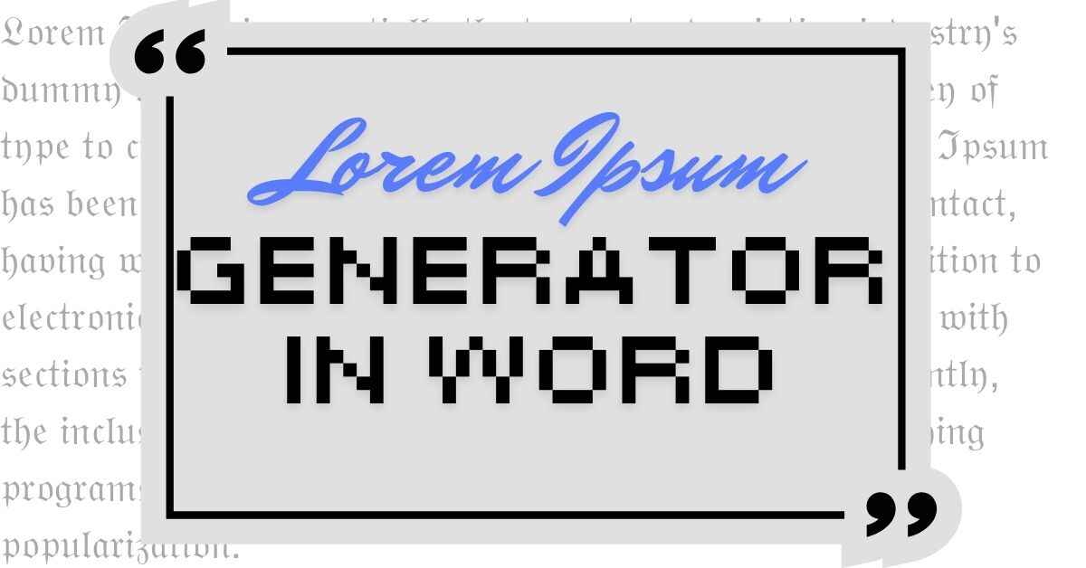 Lorem Ipsum Generator in Word