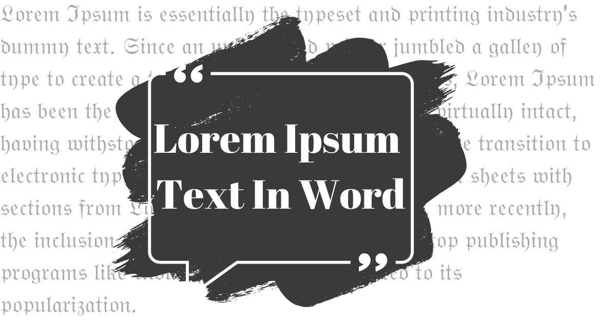 Lorem Ipsum Text in Word