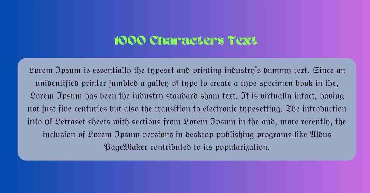 1000 Characters Text