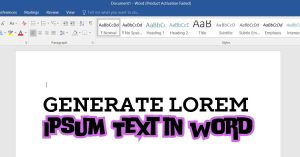 how to generate lorem ipsum text in word