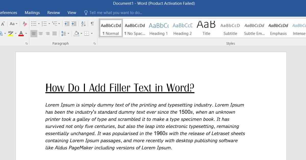 How Do I Add Filler Text in Word?