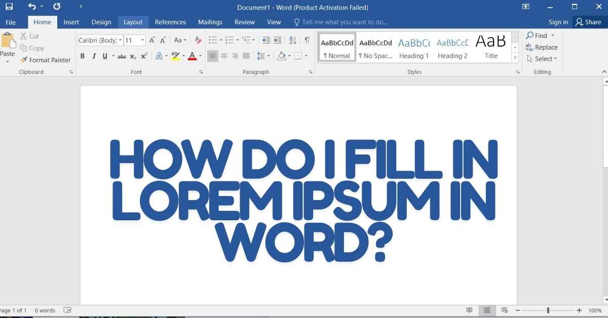 How Do I Fill in Lorem Ipsum in Word?