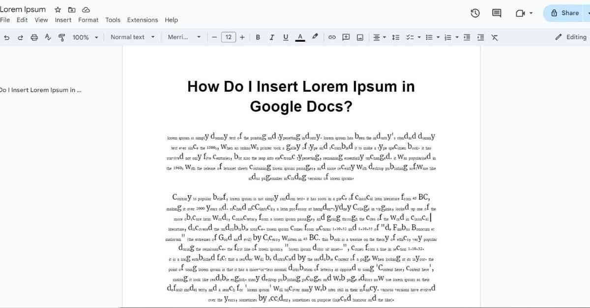 How Do I Insert Lorem Ipsum in Google Docs?