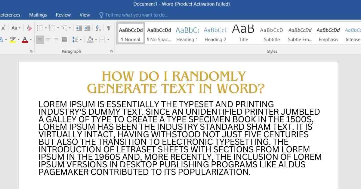 How Do I Randomly Generate Text in Word?