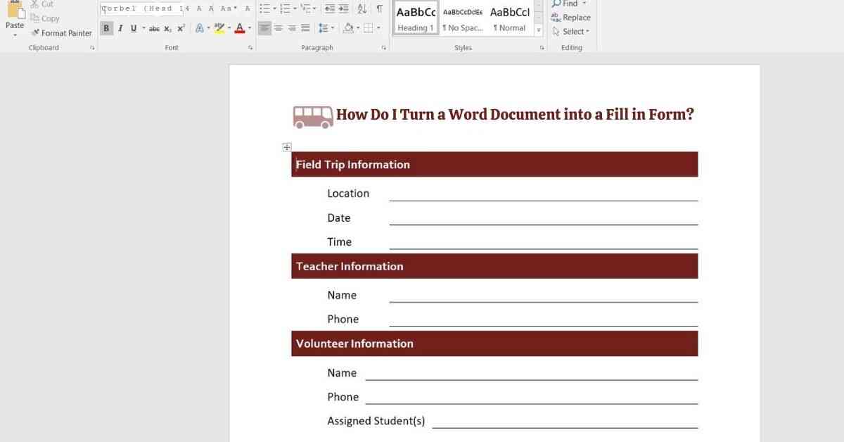 How Do I Turn a Word Document into a Fill in Form?