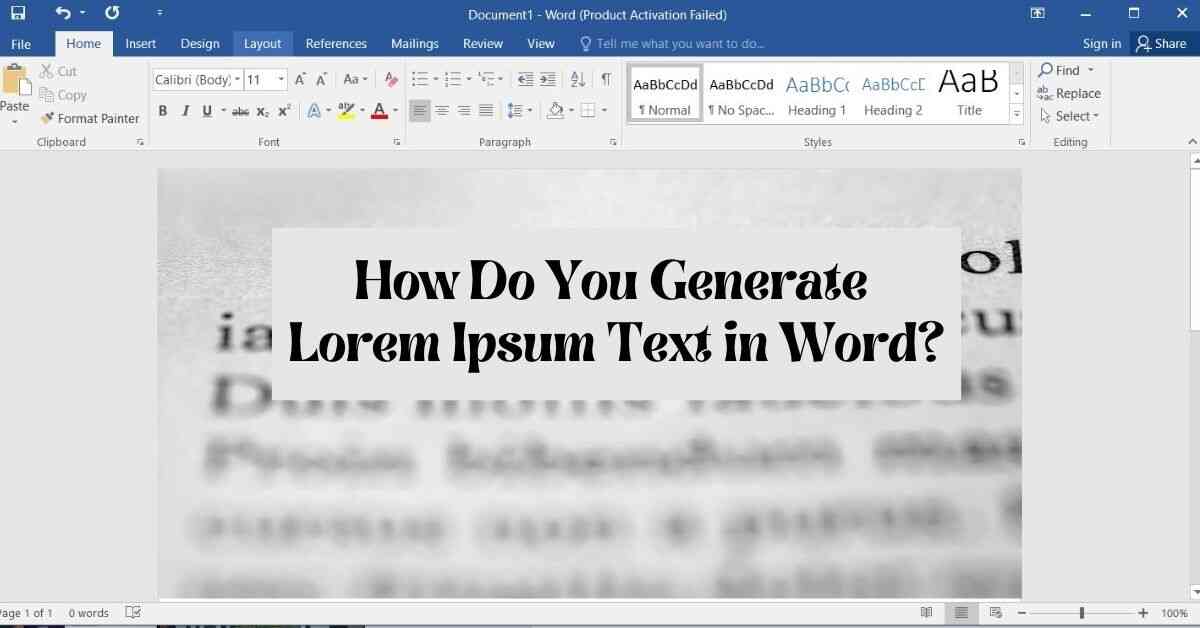 How Do You Generate Lorem Ipsum Text in Word?