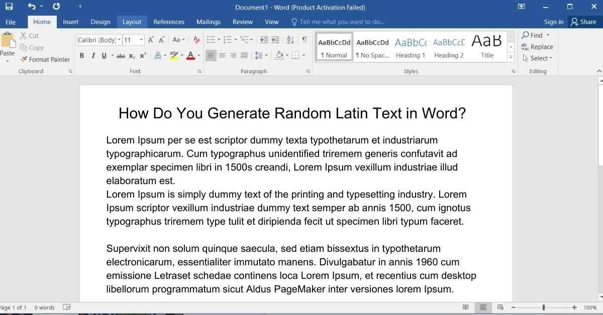 How Do You Generate Random Latin Text in Word?