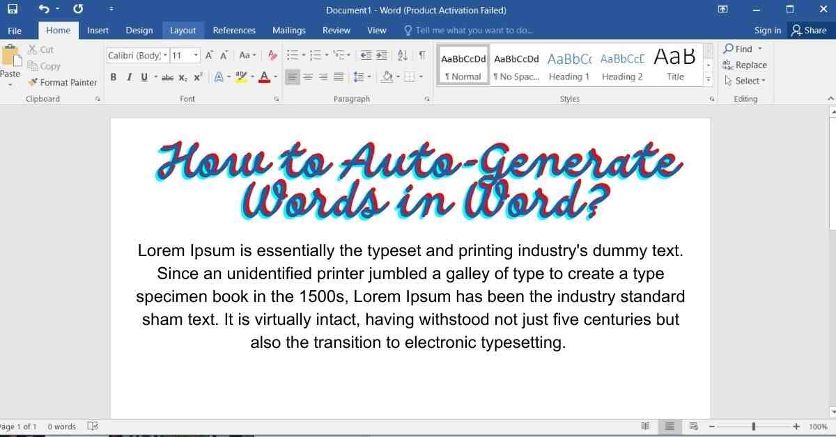 How to Auto-Generate Words in Word?