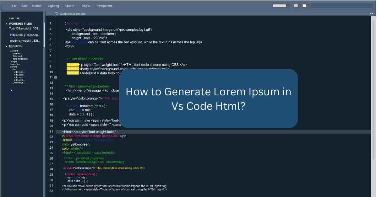 How to Generate Lorem Ipsum in Vs Code Html?