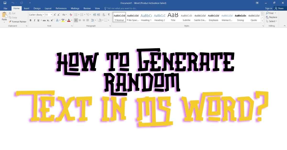 How to Generate Random Text in Ms Word?