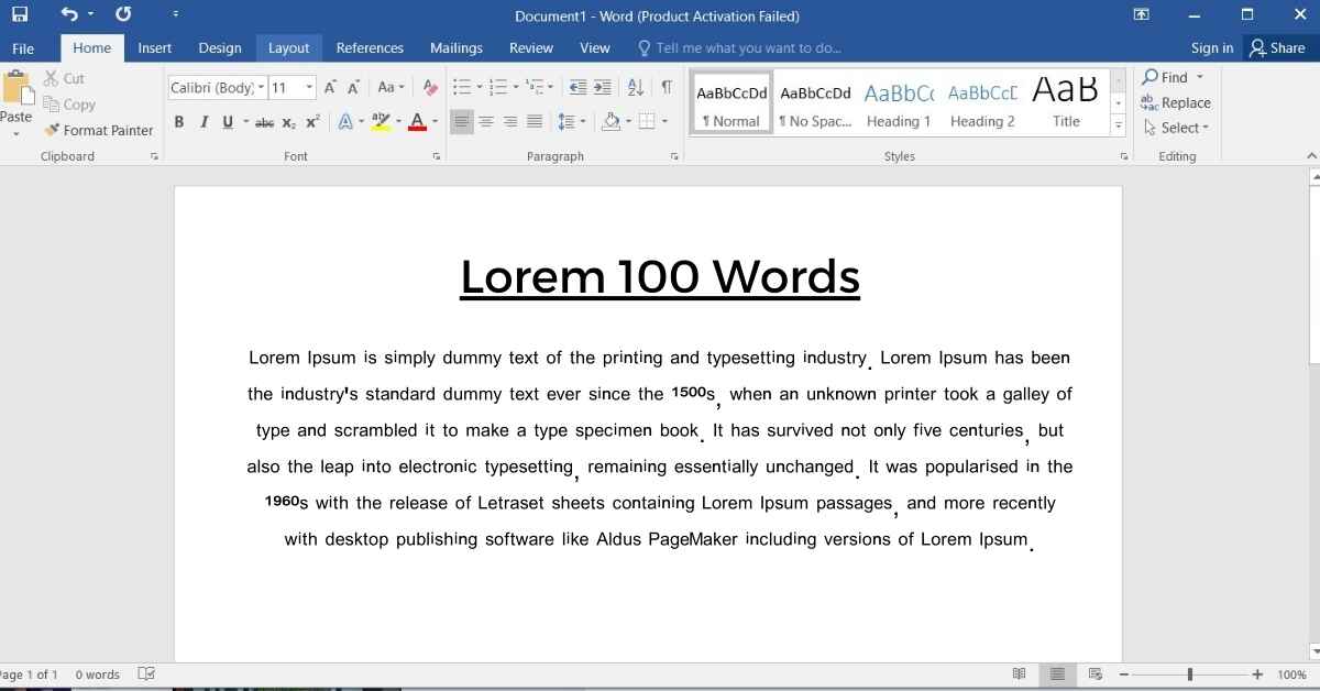 Lorem 100 Words