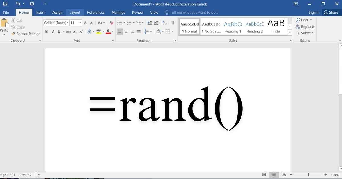 What Is Rand() in Word?