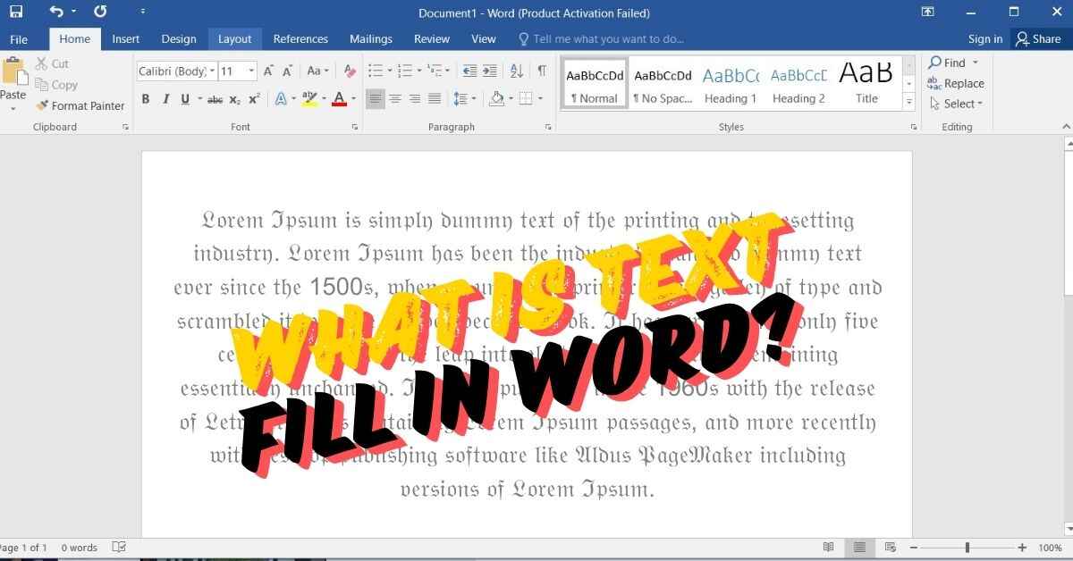 What Is Text Fill in Word?