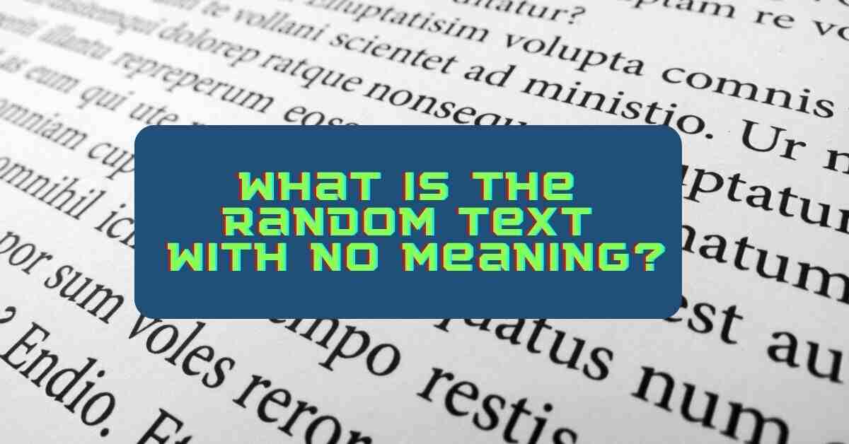 What Is the Random Text with No Meaning?