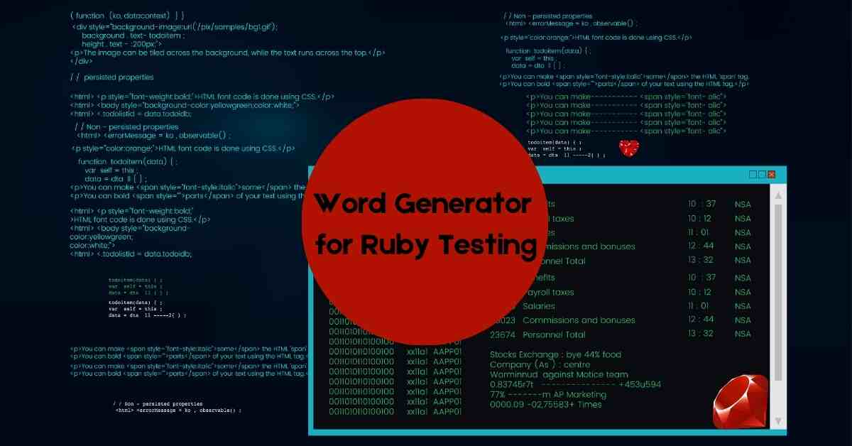 Word Generator for Ruby Testing