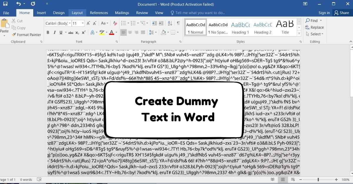 Create Dummy Text in Word