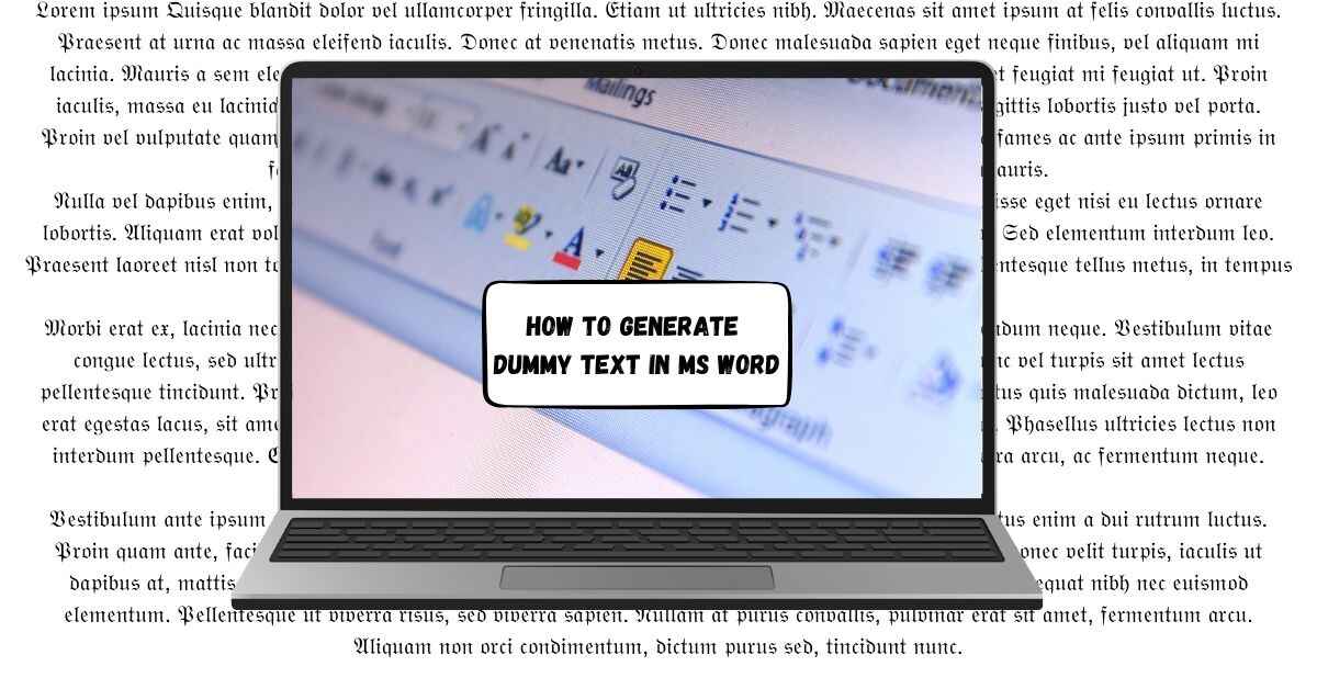 How to Generate Dummy Text in Ms Word