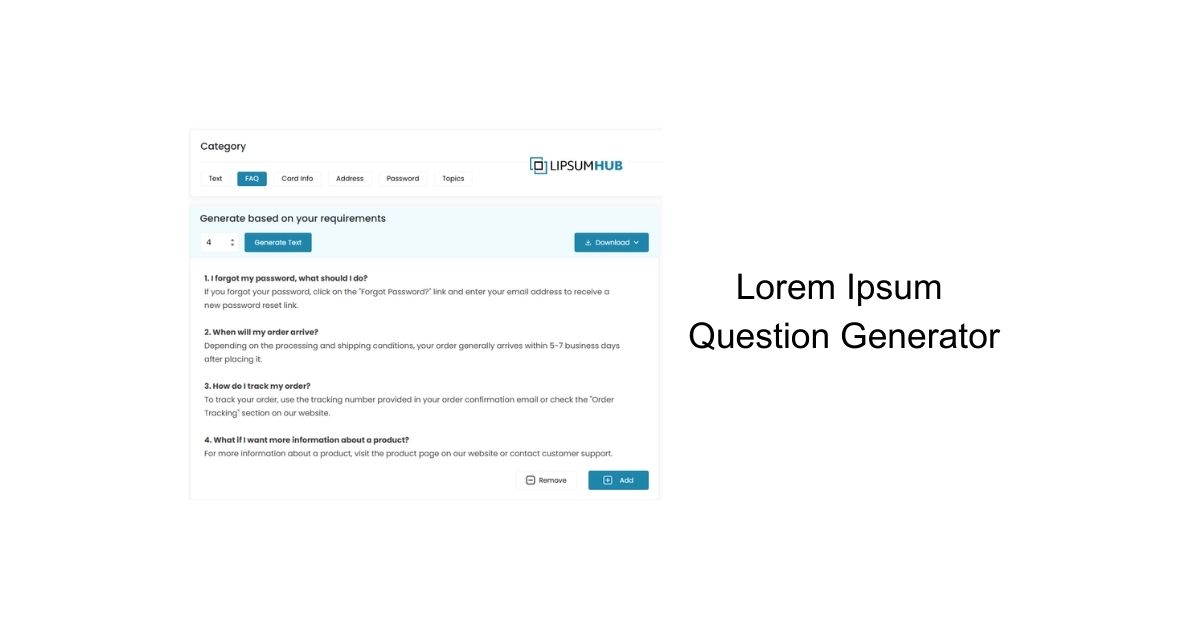 Lorem Ipsum Question Generator