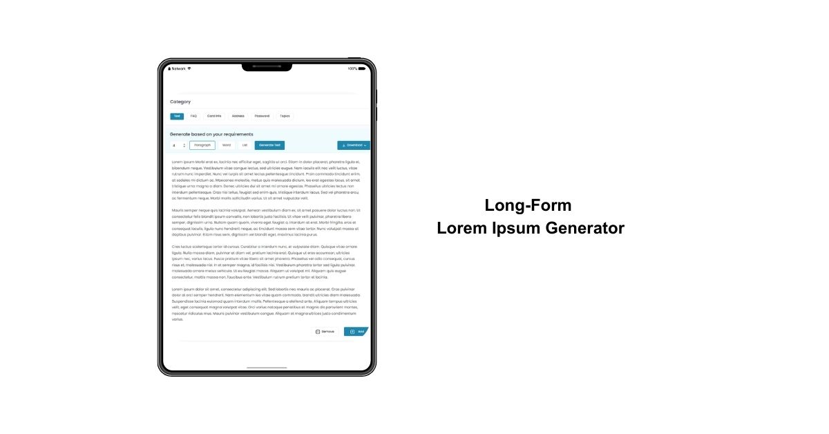 Long-Form Text Lorem Ipsum Generator